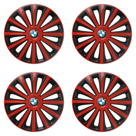Puklice pre BMW 16 TREND red and black