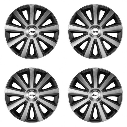 Puklice pre Jeep 14 Aviator carbon silver&black