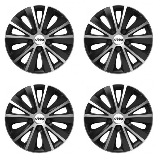Puklice pre Jeep 15 RAPIDE silver and black