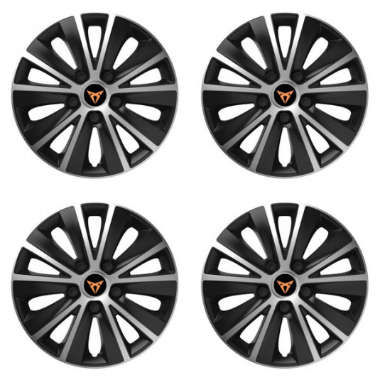 Puklice pre Cupra 14 RAPIDE silver and black