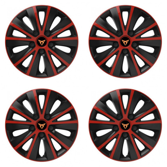 Puklice pre Cupra 15 RAPIDE red and black