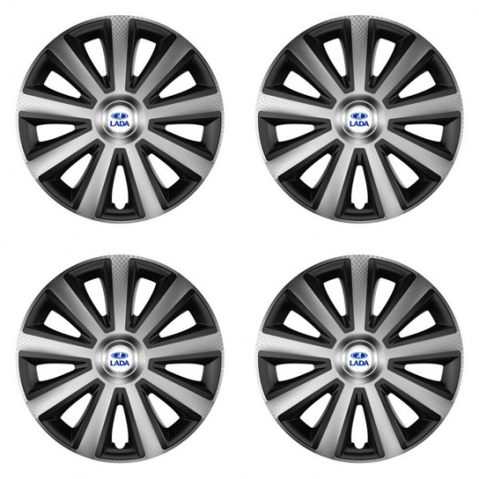 Puklice pre Lada 15 Aviator carbon silver&black