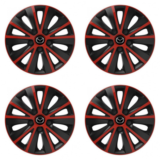 Puklice pre Mazda 15 RAPIDE red and black