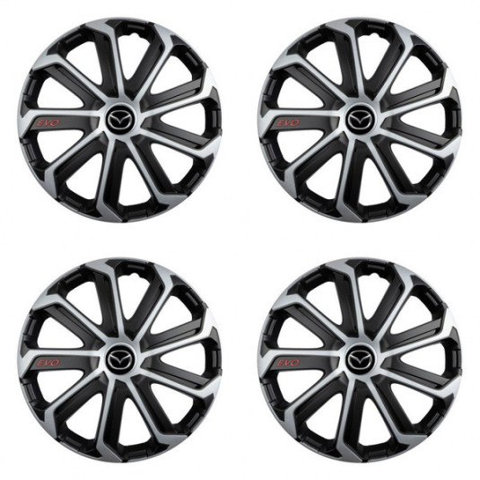 Puklice pre Mazda 16 Evo black&silver