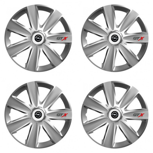 Puklice pre Opel 16 GTX CARBON silver