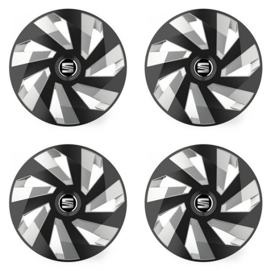 Puklice pre Seat 14 Vector RC black and silver