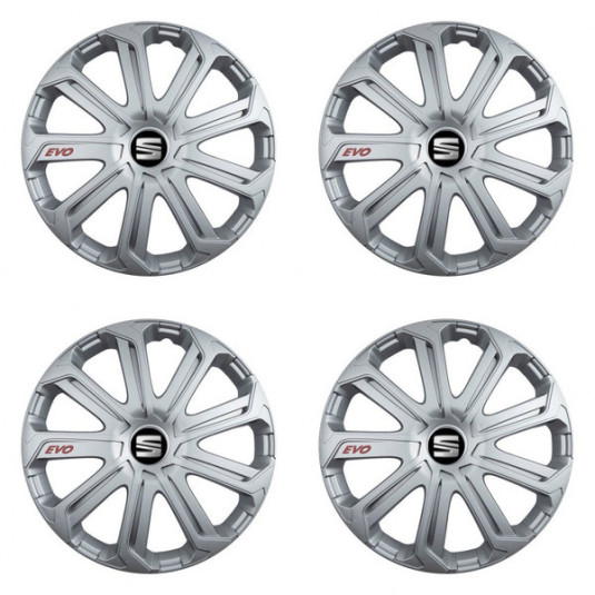 Puklice pre Seat 15 Evo silver