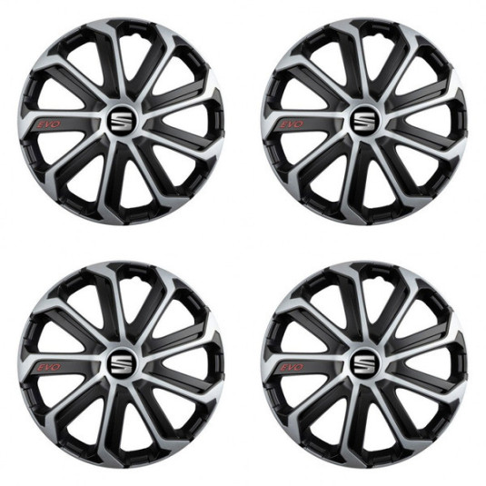 Puklice pre Seat 15 Evo black&silver