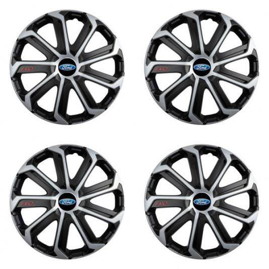 Puklice pre Ford 15 Evo black&silver