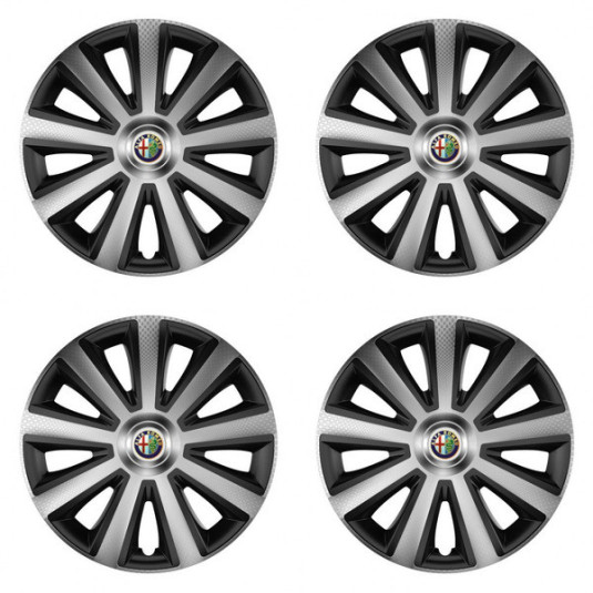 Puklice pre Alfa Romeo 14 Aviator carbon silver&black