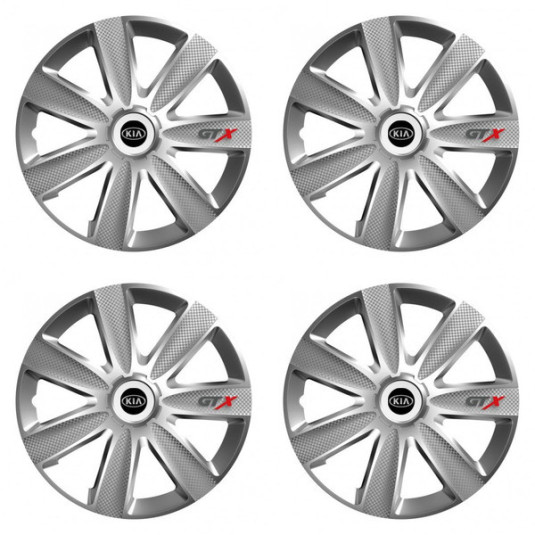 Puklice pre Kia (staršie logo) 14 GTX CARBON silver