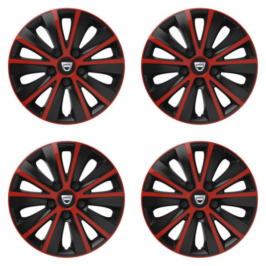 Puklice pre Dacia (staršie logo) 16 RAPIDE red and black