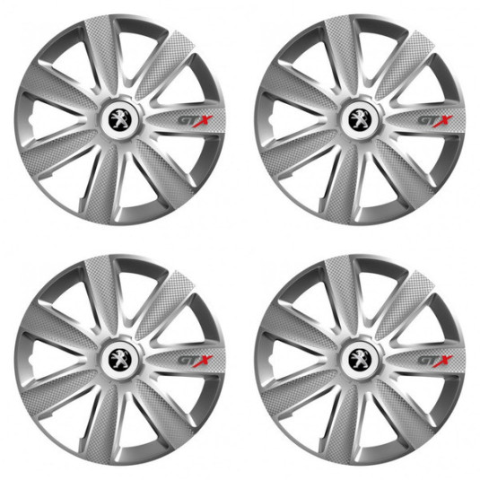 Puklice pre Peugeot (staršie logo) 14 GTX CARBON silver