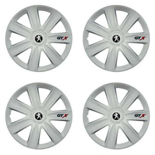 Puklice pre Peugeot (staršie logo) 16 GTX carbon white