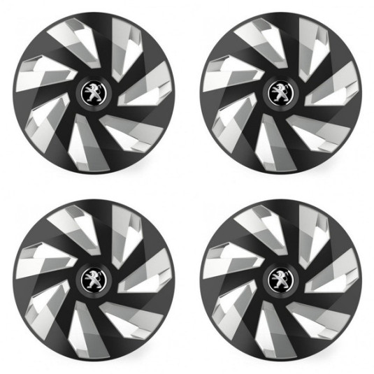 Puklice pre Peugeot (staršie logo) 16 Vector RC black and silver