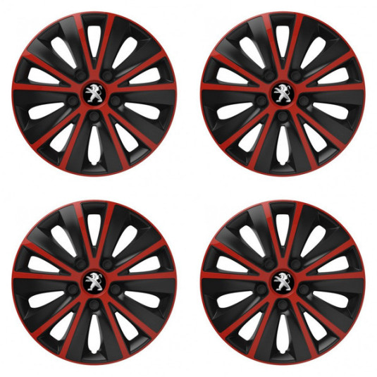 Puklice pre Peugeot (staršie logo) 16 RAPIDE red and black