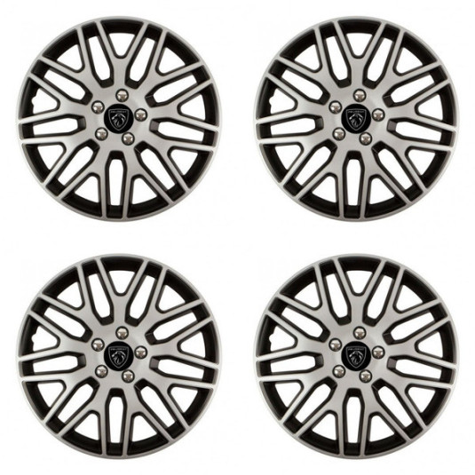 Puklice pre Peugeot (nové logo) 15 Dakar NC silver and black