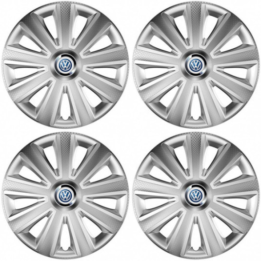 Puklice pre VW (modré) 14 Aviator carbon RC silver