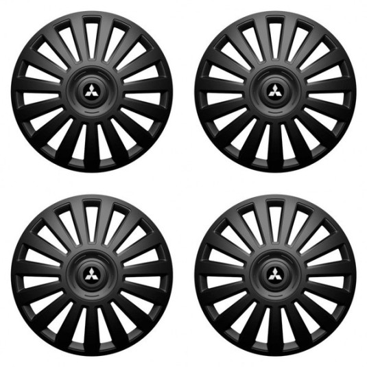 Puklice pre Mitsubishi (strieborné) 16 Luxury black