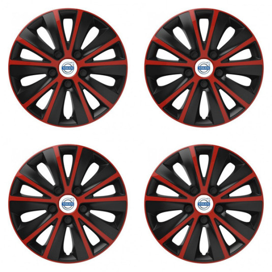 Puklice pre Volvo (biele) 14 RAPIDE red and black