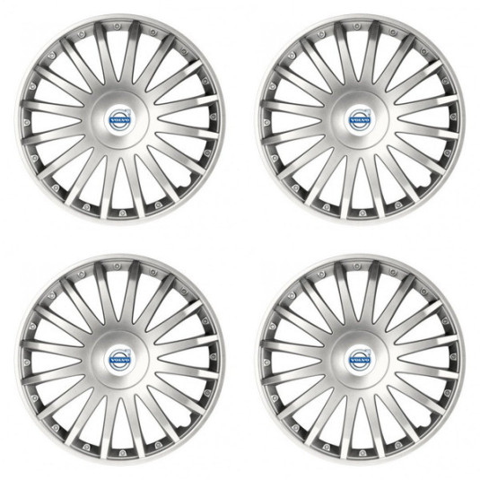 Puklice pre Volvo (biele) 15 CRYSTAL silver