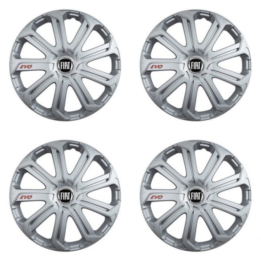 Puklice pre Fiat (čierny) 14 Evo silver
