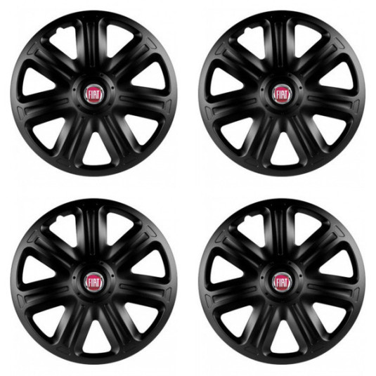 Puklice pre Fiat (červené) 15 COMFORT BLACK