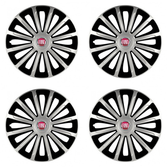Puklice pre Fiat (červené) 16 TREND silver and black
