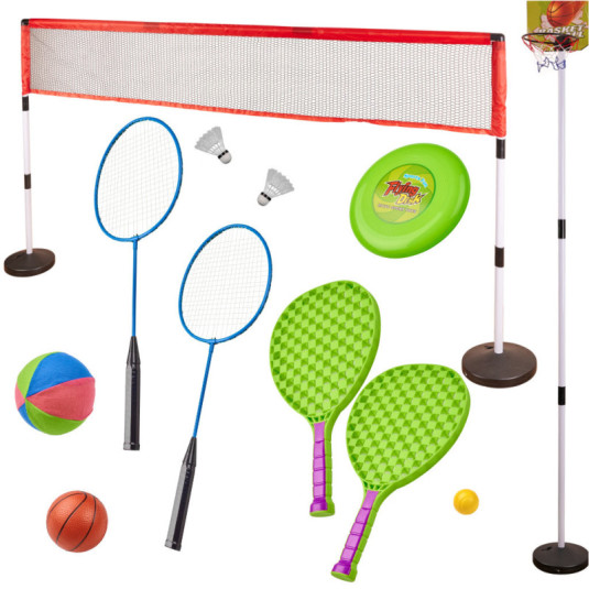 Športový set 5v1 bedminton, basketbal, volejbal, tenis, frisbee