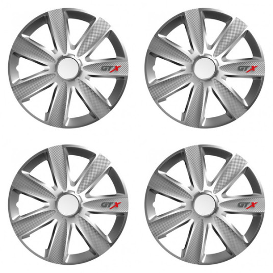 Puklice pre Škoda 16 GTX CARBON silver