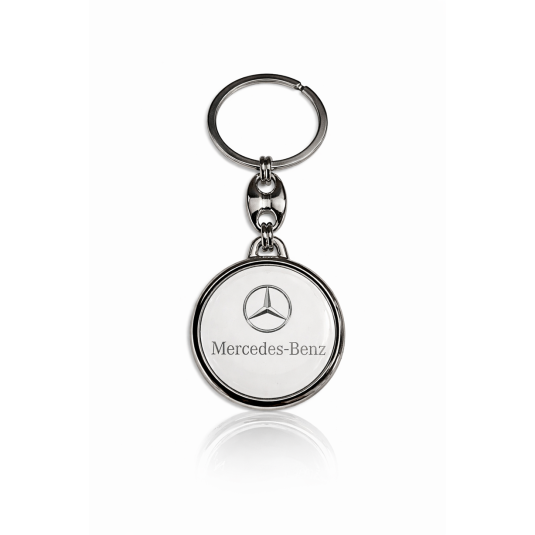 Kľúčenka živicová Mercedes okrúhla biela