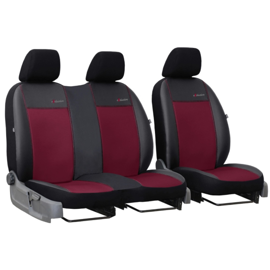 Poťahy pre VOLKSWAGEN VW T4 2+1 (1989-2003) Exclusive Leather (koža) bordové (vyp)