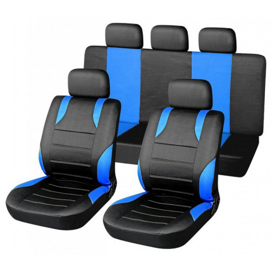 Poťahy sedadiel sada 9ks SPORT modré AIRBAG