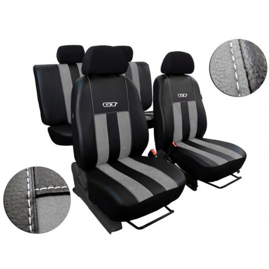 Autopoťahy GT slabo šedo-čierne (Alcantara-koža)