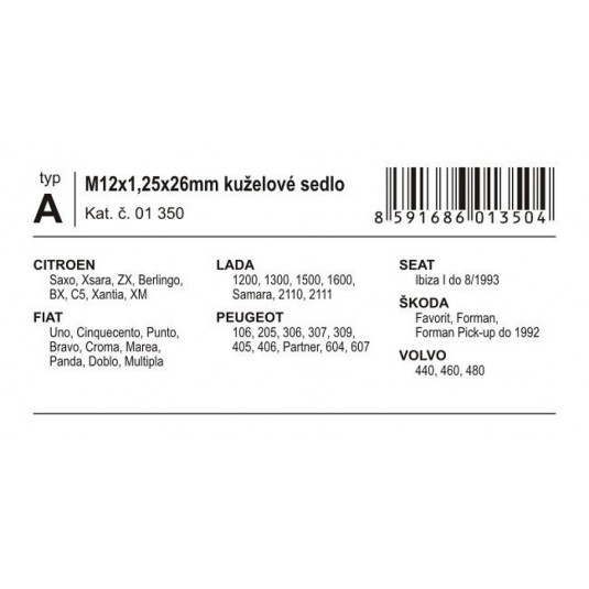 Poistné skrutky kolies A M12x1, 25x26mm kužeľové sedlo