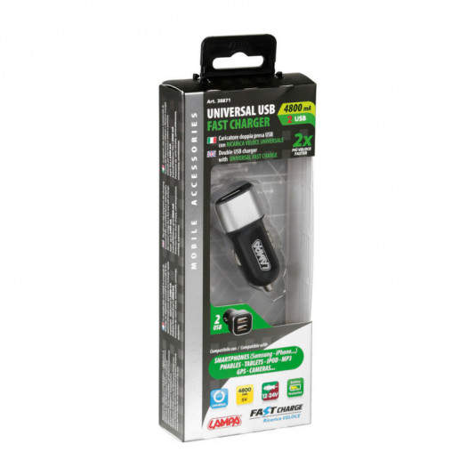 Zásuvka USB 12 / 32 V - Rýchlonabíjačka 2400 mA 2x USB