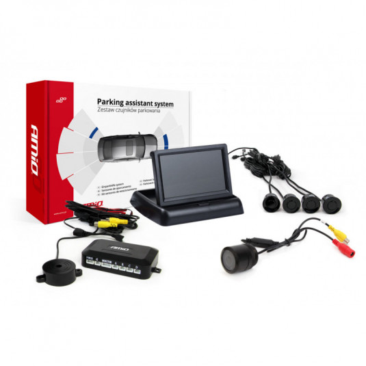 Asistenty parkovania TFT02 4,3" s kamerou HD-301 IR, 4-senzorové, čierne