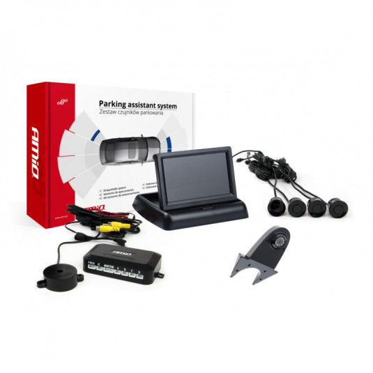 Asistenty parkovania TFT02 4,3" s kamerou HD-502-IR 4-senzorové, čierne